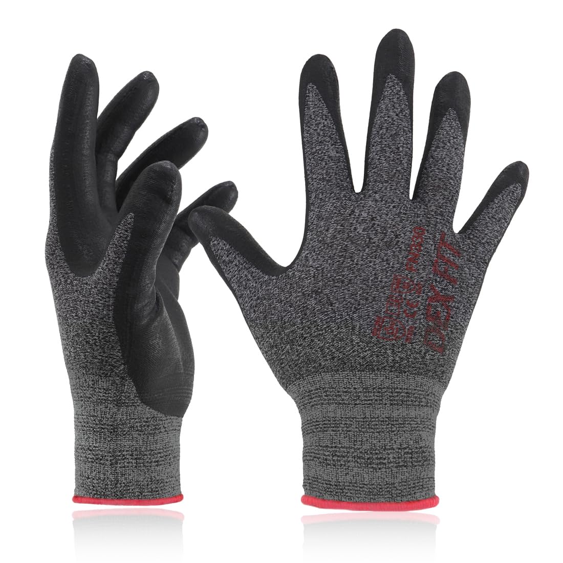 DEX FIT Nitrile Work Gloves FN330, 15-Gauge 3D Snug Stretch Fit, Touchscreen, Power Grip in Wet & Oily Conditions, Mechanic & Warehouse, Men & Women, Black, M, 3 Pairs
