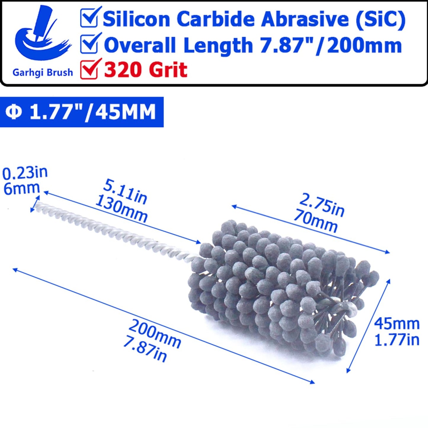 Garhgi 1-3/8" (35mm) Cylinder Honing Brush, 240 Grit Silicon Carbide Nylon Hone Tool, for Engine Cylinder Bore Deburring Finishing Deglazing Cleaning on Metals Steel Cast Iron
