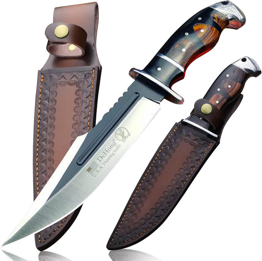 WPKOPYA (DeHong-88 Hunting Knife, 7.1" (about 18 cm) Fixed Blade Tactical knife ，Configure leather scabbard,Camping, survival， Slicing, Boning, Gift Collection