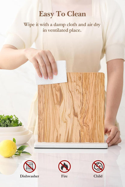 Strong Double Sided Magnetic Knife Block Without Knives, with Acacia Wood+430 Stainless Steel Base，Magnetic Universal Stands with Strong Enhanced Magnets Strip Kitchen Storage Cutlery Large Organizer