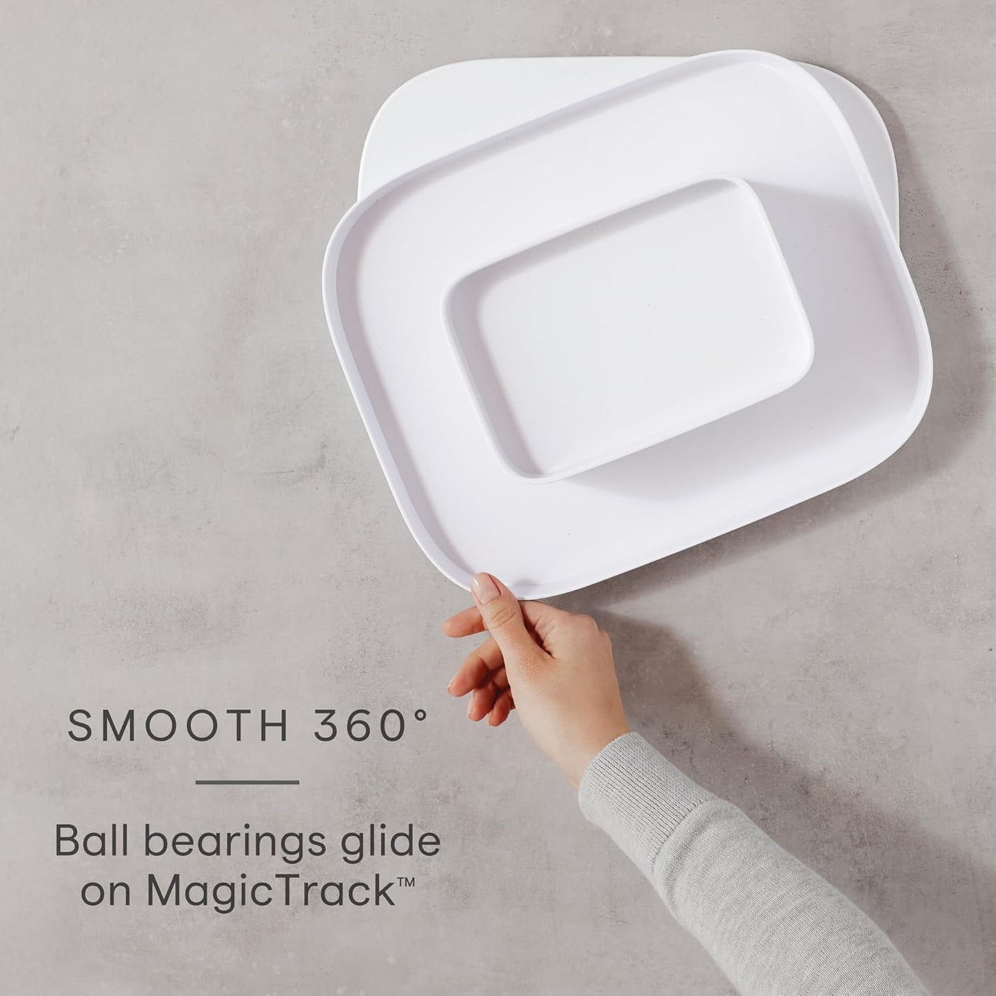 YouCopia MagicTrack Rectangle Lazy Susan Turntable: Kitchen & Bathroom Pantry, Cabinet & Countertop Storage Organizer with 360° Spin, Non-Slip, White Speckled BPA-Free