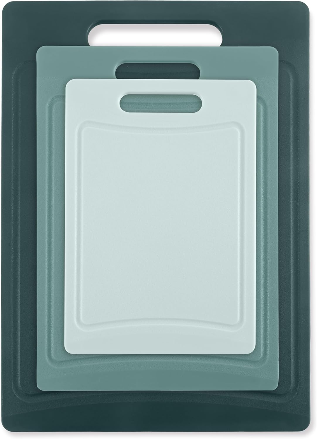 COOK WITH COLOR Non-Slip Cutting Board Set – Kitchen Essentials with Easy Grip Handle for Meat, Veggies, and Fruits, 4 Cutting Boards, Brown