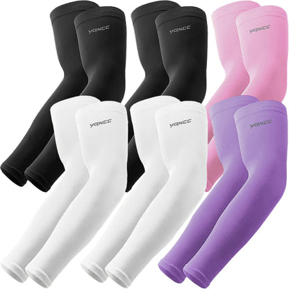 YQXCC 6 Pairs Arm Sleeves for Men Women | UPF 50 Cooling UV Sun Protection | Sports Compression Sleeves