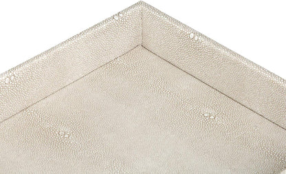 HofferRuffer Faux Leather Vanity Tray, Elegant Desktop Storage Organizer, Decorative Catchall for Perfume, Bathroom Valet, Nightstand or Dresser, 10.2 x 8.4 x 1.8 inches (Grey Stripe)