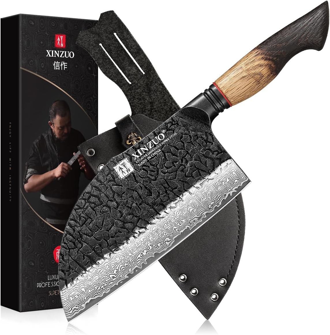 XINZUO 5.6 inch Paring Petty Knife,High Carbon 67 Layers Damascus Steel Fruit and Vegetable Small Kitchen Utility Knife,Burnt Wood Handle