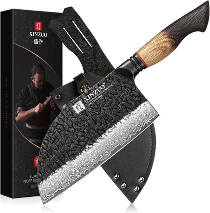XINZUO 5.6 inch Paring Petty Knife,High Carbon 67 Layers Damascus Steel Fruit and Vegetable Small Kitchen Utility Knife,Burnt Wood Handle