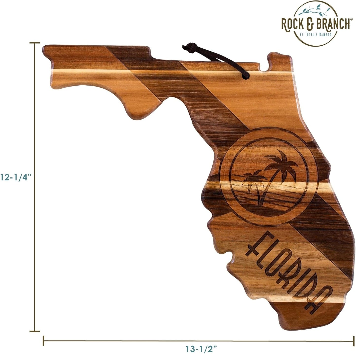 Totally Bamboo Rock & Branch Origins Series New York State Shaped Cutting Board and Charcuterie Serving Tray, Includes Hang Tie for Wall Display