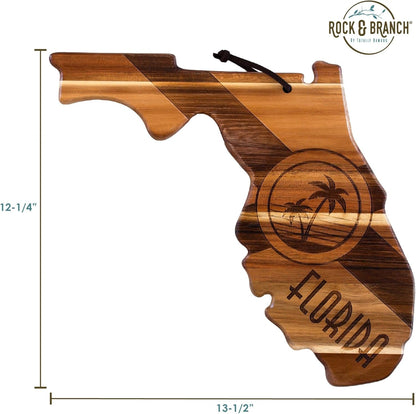 Totally Bamboo Rock & Branch Origins Series New York State Shaped Cutting Board and Charcuterie Serving Tray, Includes Hang Tie for Wall Display