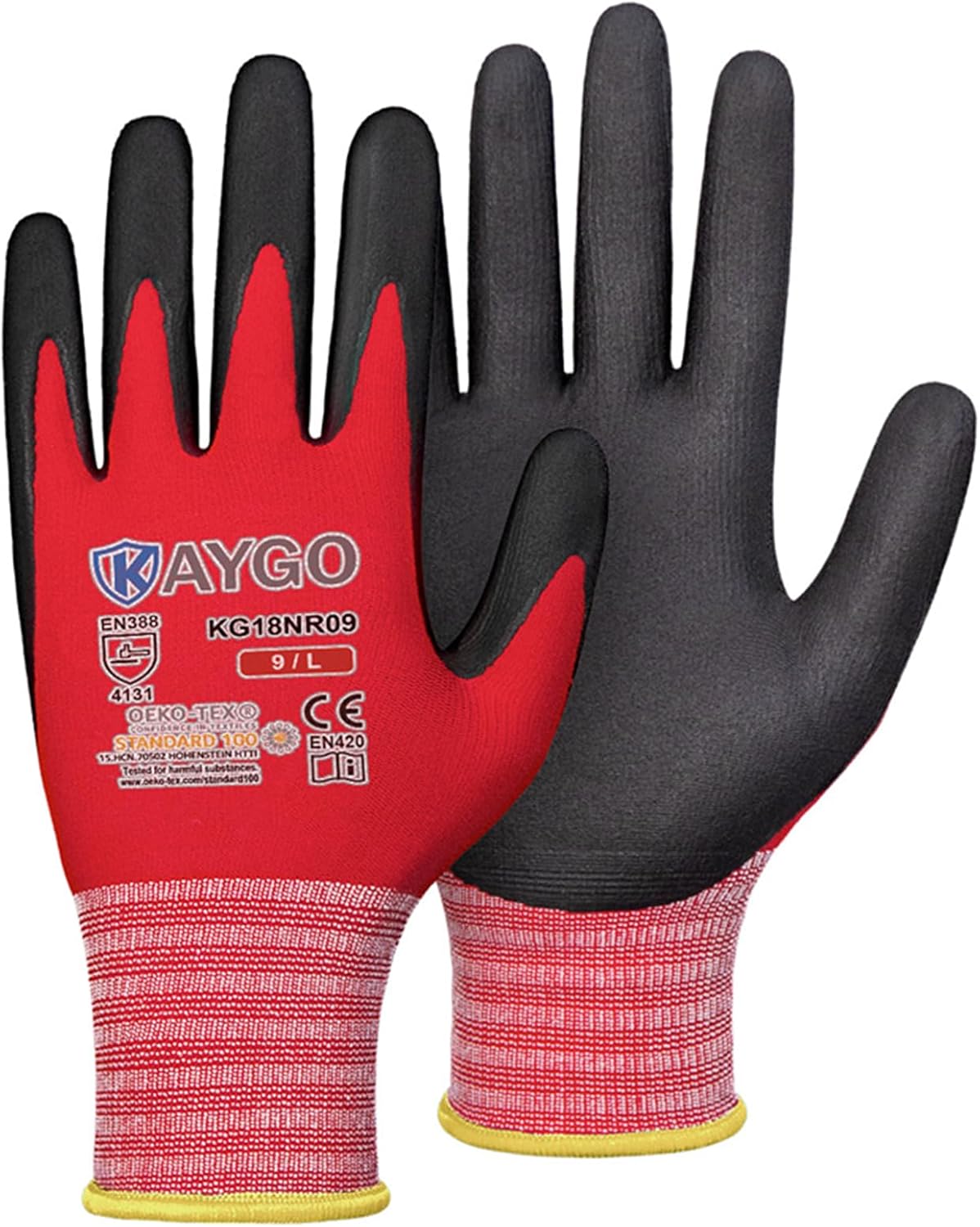 KAYGO Safety Work Gloves MicroFoam Nitrile Coated, 3 Pairs KG18NB,Seamless Knit Nylon Glove for Men and Women, Ideal for Automotive,Warehouse,Construction (Small,Gray)
