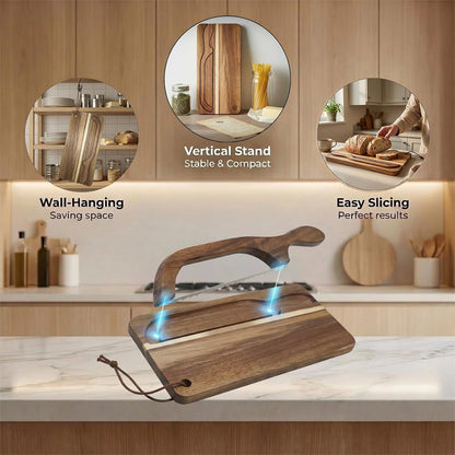 Magnetic Acacia Wood Bread Board and Knife Set –bread cutting board with knife, bread slicer for sourdough rounds,Unique Baking Gift for Women Bakers,Mother Gift Sourdough Wedding Gift