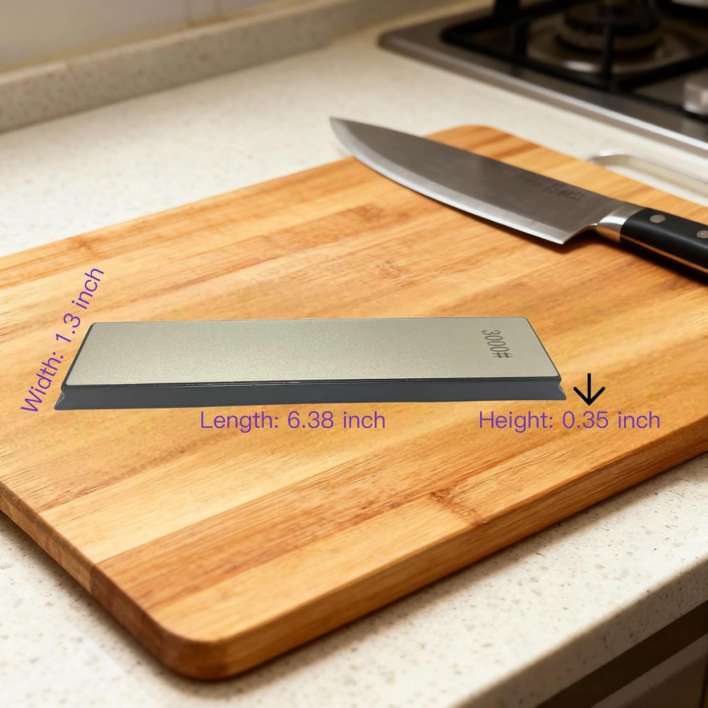 DAMILA Diamond Whetstone Set 400/1000/3000 Grit, 3-Stage Knife Sharpening Stone Kit with Non-Slip Base & Angle Guide for Kitchen Knives, Pocket Knives, Scissors and Tools