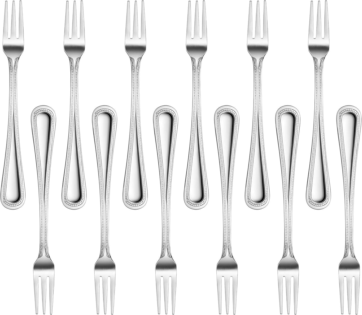 New Star Foodservice 58505 Bead Pattern 18/0 Stainless Steel, Oyster Fork 6-Inch Set of 12