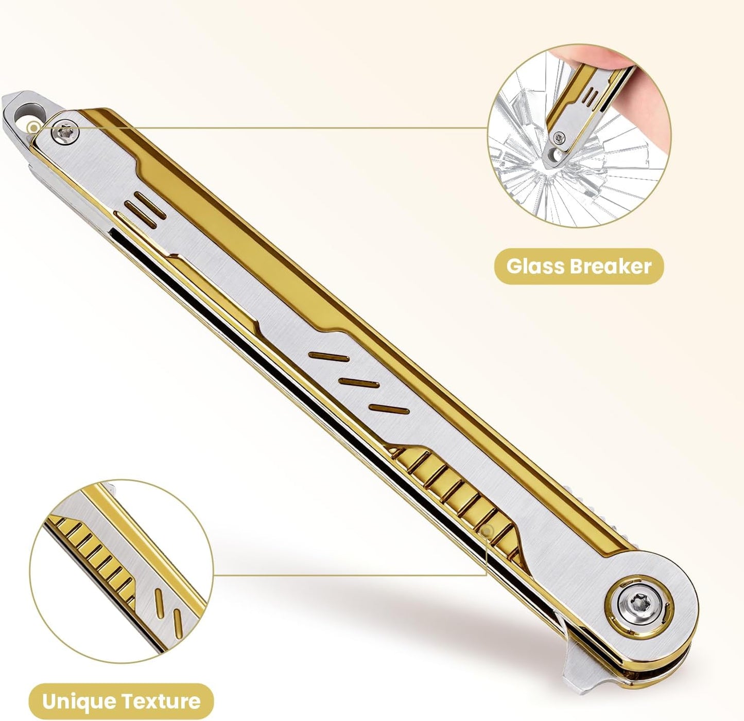 FUNBRO EDC Pocket Knife - 7CR13Mov Steel Tanto Blade, Slim Survival Knife with Clip and Liner Lock, Window Breaker for Outdoor Camping- Stocking stuffer Gifts for Men Women