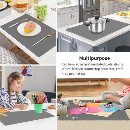 Extra Large Dark Green Countertop Mat - Silicone Table Kitchen Desk Mat - Non-Slip & Heat Resistant - Dinner Placemat Pastry Dough Rolling Mat - Colors B
