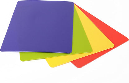 Dexas Heavy Duty Cutting Board Grippmat, Flexible Cutting Boards for Kitchen, Set of 4, Non Slip Plastic Board Cutting Mat Small Size 5.5 x 8, Blue, Green, Yellow, Red Set, Kitchen Gadgets