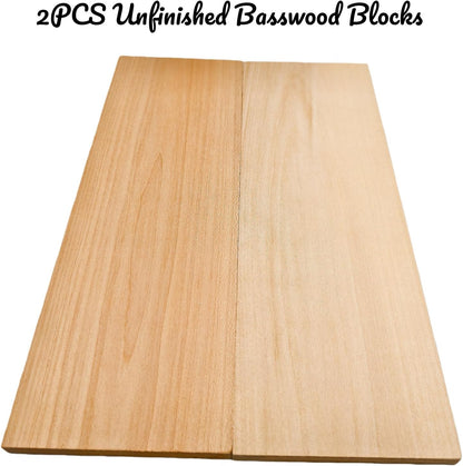 Unfinished Basswood Blocks for Crafts, Wood Craft Panels for Art, Engraving, Painting, DIY Projects, Chip Carving, Fretwork (7.87 x 3.93 x 0.78 in)