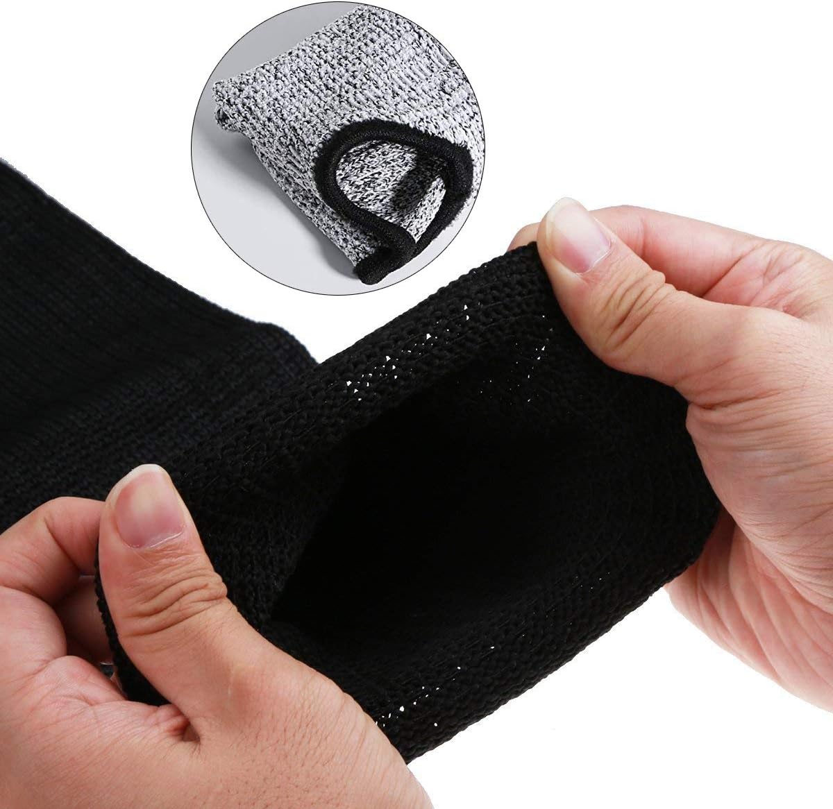 Protective Arm Sleeves, Level 5 Protection Cut Resistant Sleeve with Thumb Hole 1 Pair, 17.7" (Black,Large)