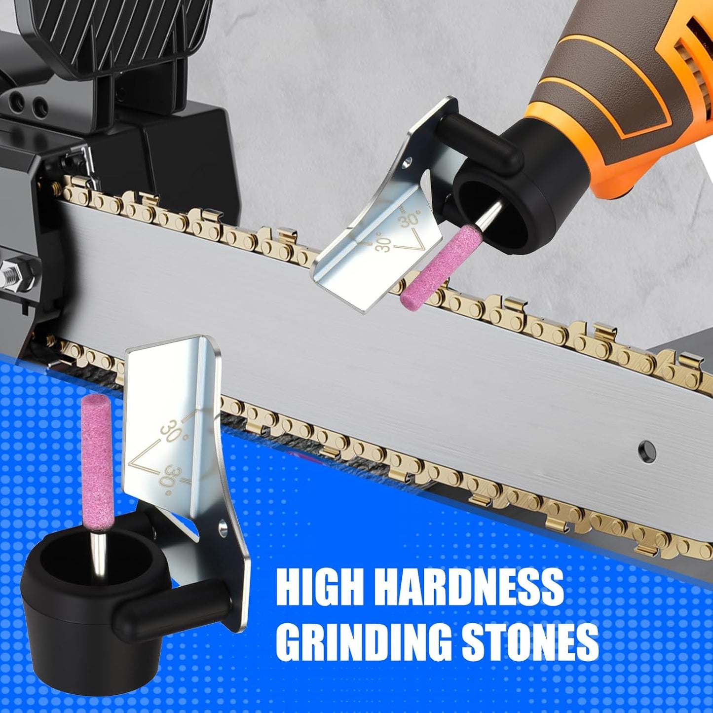 1453 Sharpening Attachment Kit for Dremel Sharpening Outdoor Gardening Tools with Grinding Stones and Sharpening Angle Guide Attachment 6Set Chainsaw Sharpening Attachment Kit