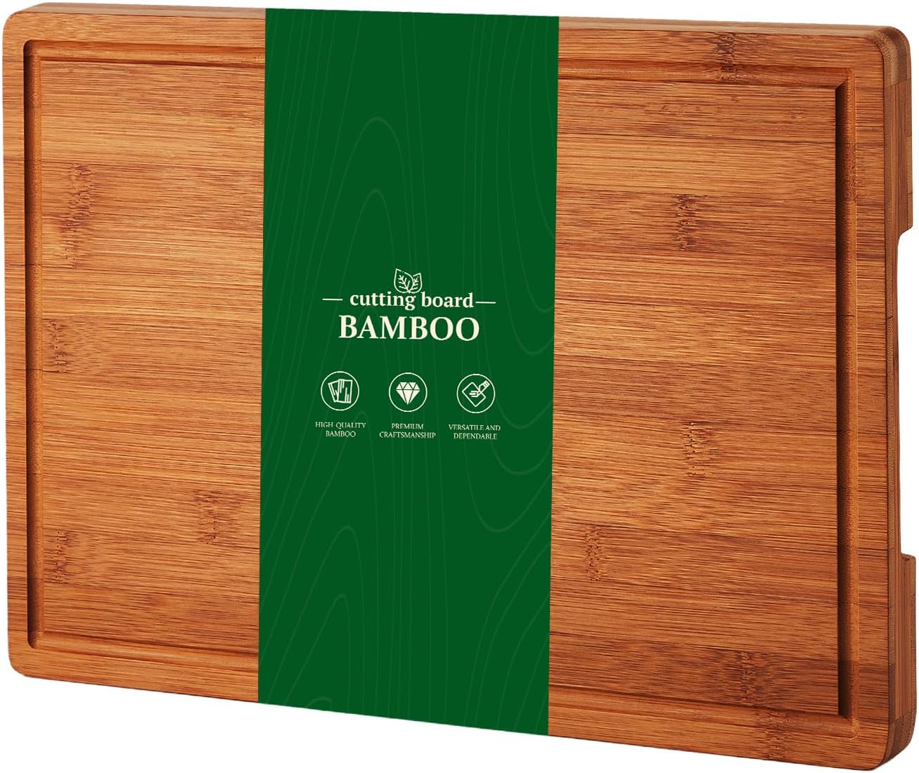 Bamboo Cutting Board 16x10x1 inch with Juice Groove - Bamboo Cutting Board, Charcuterie Board, Butcher Block, Non Plastic Wooden Chopping Board