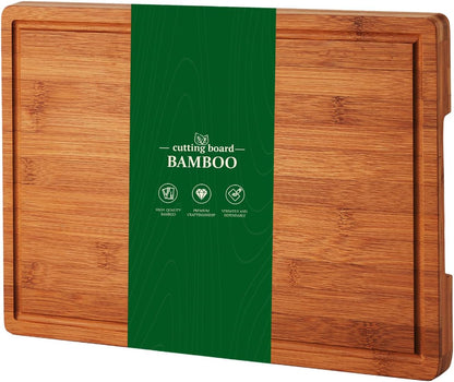 Bamboo Cutting Board 16x10x1 inch with Juice Groove - Bamboo Cutting Board, Charcuterie Board, Butcher Block, Non Plastic Wooden Chopping Board
