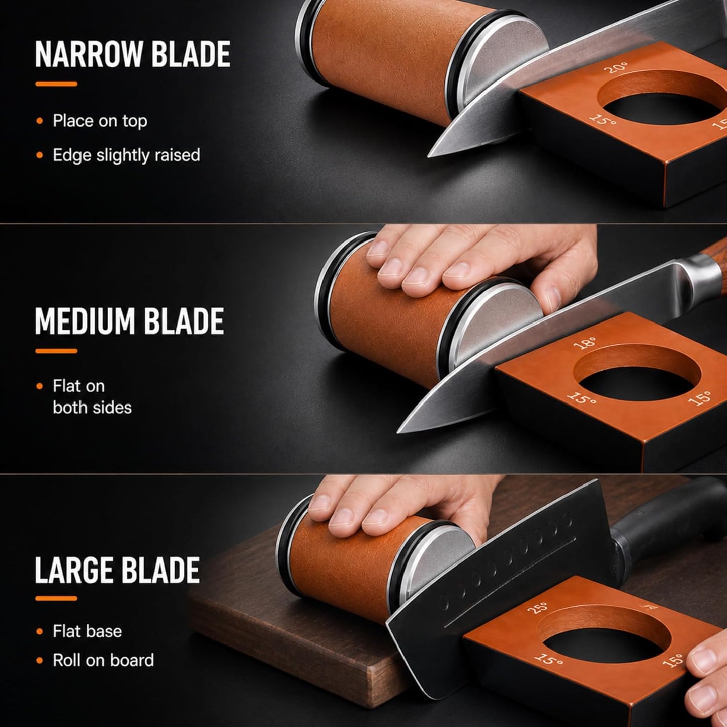 High Carbon Stainless Steel 4 Angles Rolling Knife Sharpener with 400, 1000 & 3000 Replacement Discs | Blunt Knife Sharpening Kit with 15°, 18°, 20°, and 22° Sharpening for Kitchen & Chef's Knives