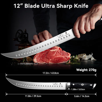 10" Bread Knife - Sourdough Slicing Knife Professional 5Cr15MoV Stainless Steel Serrated Knives, Ergonomic Wood Handle & Full Tang Design, Gift Box Included (Single-Edge
