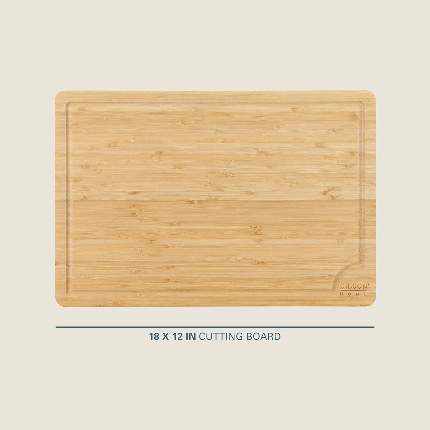 Gibson Home Forestview 18" x 12" Bamboo Cutting Board – Durable Large Kitchen Wooden Chopping Carving Board with Juice Groove, Oil Finished