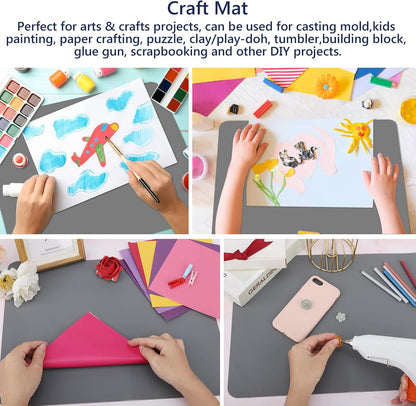 Gartful 2 Pack Silicone Crafting Mats, 15.7" x 11.8" Silicone Mat for Crafts, Large Heat Resistant Sheet for Jewelry Casting, Epoxy Resin, Painting, Counter Table Protector, Placemat, Nonstick, Black