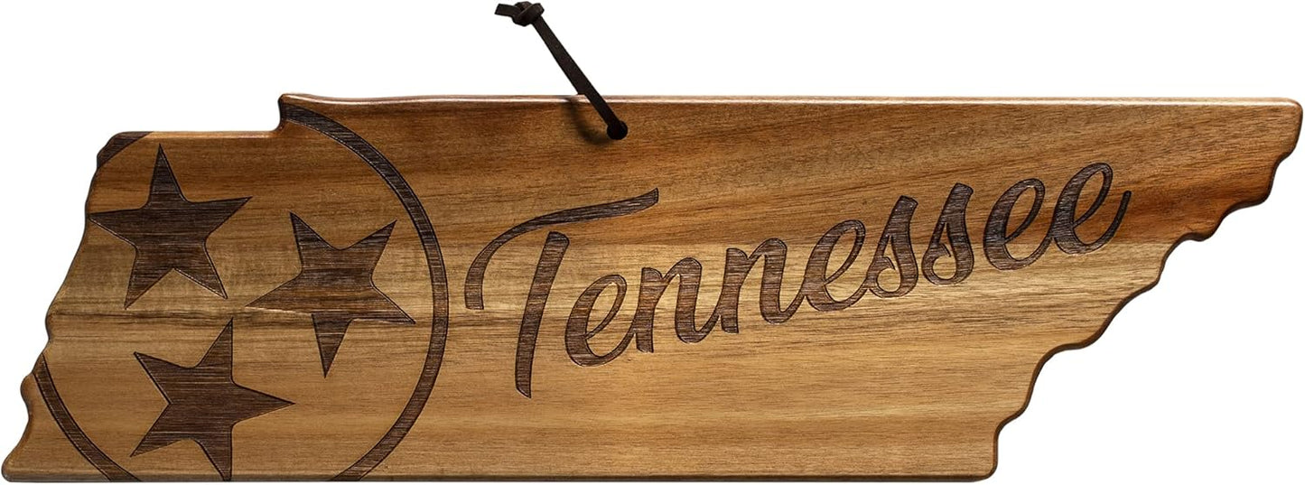 Totally Bamboo Rock & Branch Origins Series New York State Shaped Cutting Board and Charcuterie Serving Tray, Includes Hang Tie for Wall Display