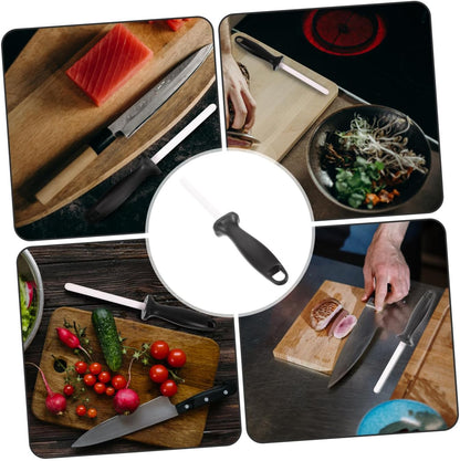 Quick Sharpener Rod with Ergonomic Grip Handle Portable Kitchen Cutter Sharpener for Indoor Outdoor Use Lightweight Ceramic Sharpening Tool for Various Cutter