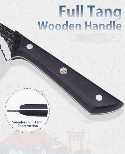3.7 Inch Hand Forged Paring Knife, VG10 High Carbon 3-Layer Clad Steel Small Kitchen Knife, Ultra Sharp Full Tang for Peeling, Slicing & Delicate Prep, Gift Box for Men & Women
