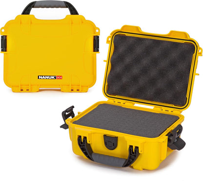 NANUK 904 Hard Case with Foam – IP67 Waterproof Protective Case for Camera, Drone & Gear – Impact-Resistant & Dustproof – Perfect for Travel 10.2" x 7.9" x 4.5" – Yellow