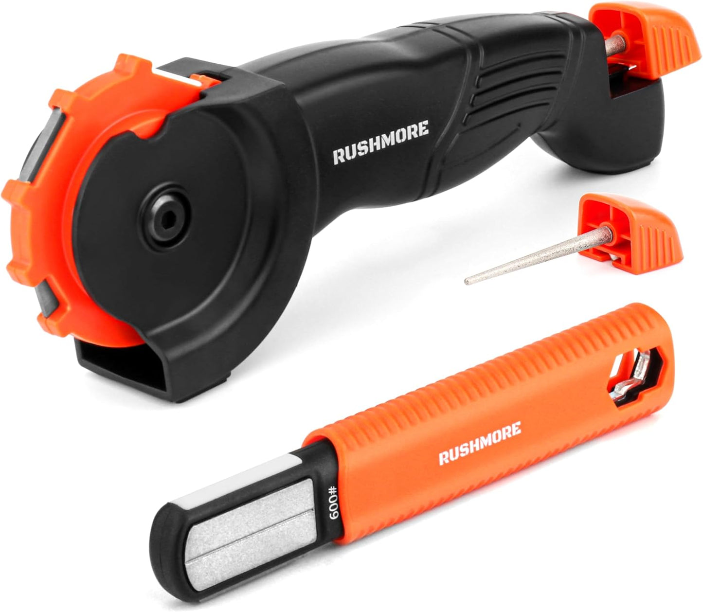 Rushmore 6-in-1 Garden Tool & Knife Sharpener – Carbide & Ceramic Blades for Pruners, Scissors, Axes, Machetes, Hedge Shears & Lawn Mower Blades – Repairs, Hones & Maintains Edges