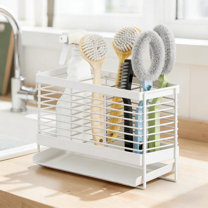 Utensil Holder, Upgrade Stainless Steel Utensil Drying Rack with Automatic Drain Tray for Kitchen Counter, Silverware Cutlery Organizer for Spoons, Forks, Knifes, Chopsticks (Black)