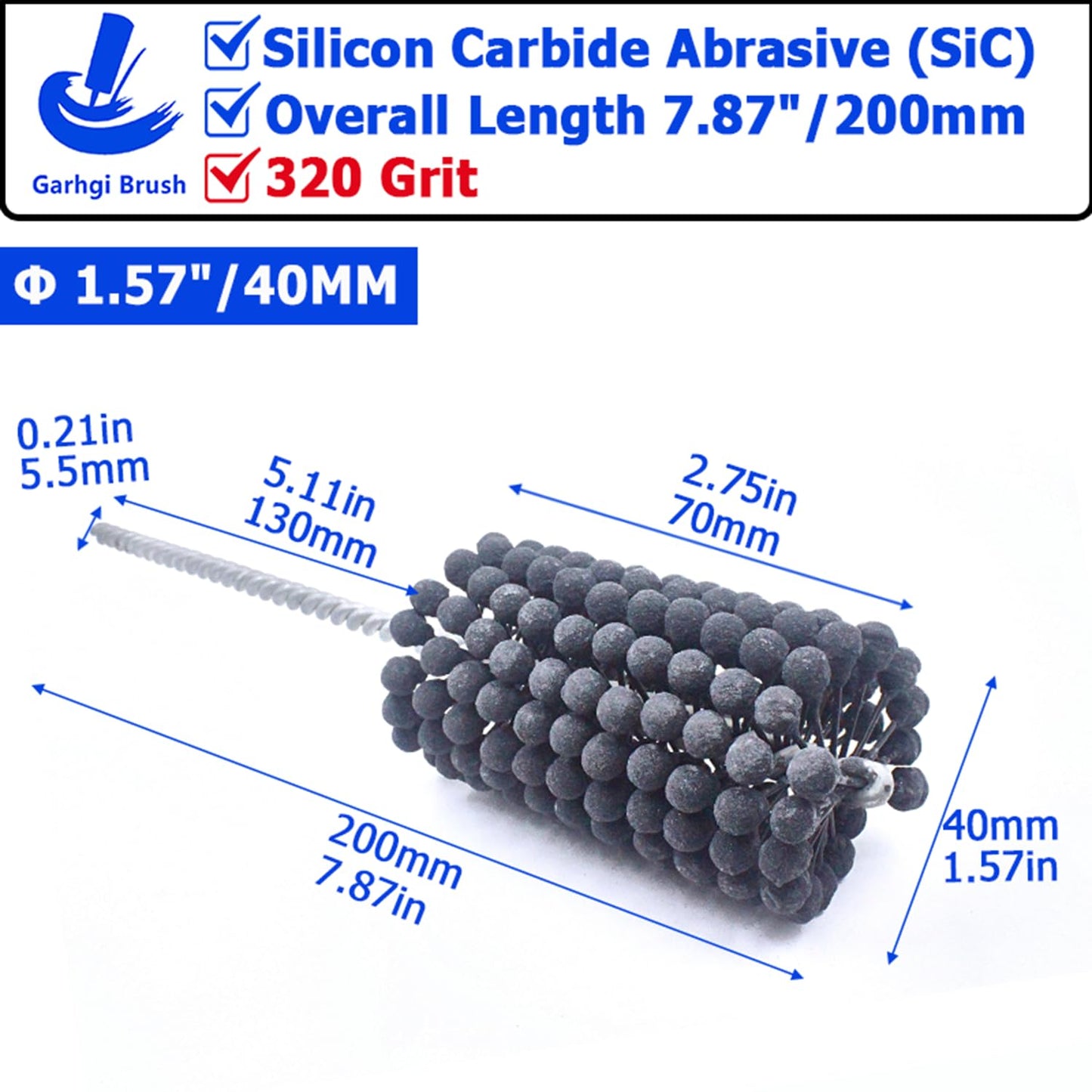 Garhgi 1-3/8" (35mm) Cylinder Honing Brush, 240 Grit Silicon Carbide Nylon Hone Tool, for Engine Cylinder Bore Deburring Finishing Deglazing Cleaning on Metals Steel Cast Iron