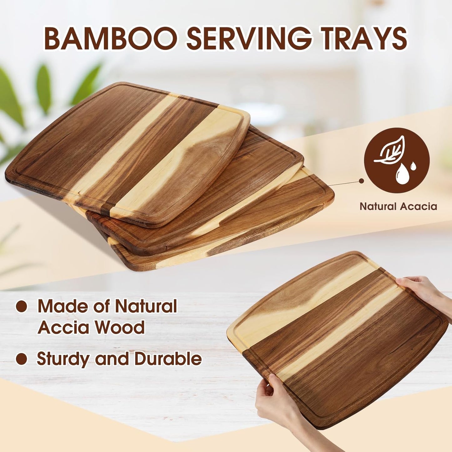 Kigley 10 Pcs Acacia Wood Cutting Boards Bulk for Laser Engraving Wooden Dinner Plates with Groove Chopping Charcuterie Board Carving Tray for Holiday Housewarming Party Gifts (8 x 10 Inch)
