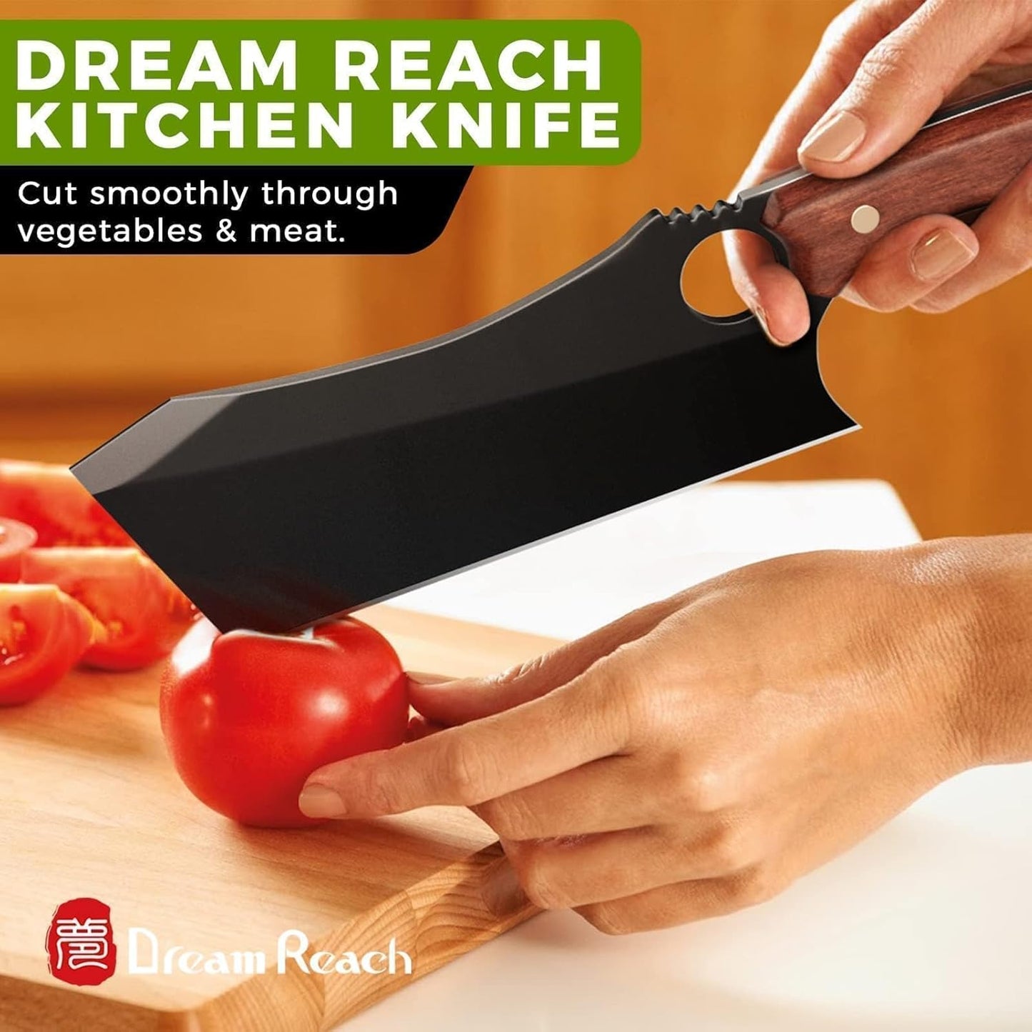 Dream Reach Meat Cleaver, 6.9 inch Black Boning Knife, High Carbon Steel Sharp Kitchen Forged In Fire Knife with Sheath Gift Box Bottle Opener for Outdoor Camping, Christmas Gifts for Men Women