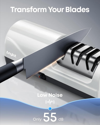 Electric Knife Sharpener for Kitchen, 3-Stage Knife Sharpener Electric with 100% Diamond Abrasives, 20° Precision Angle Guide, Fast & Safe Sharpening for Chef Knives, Home Use & Beginners (Black)