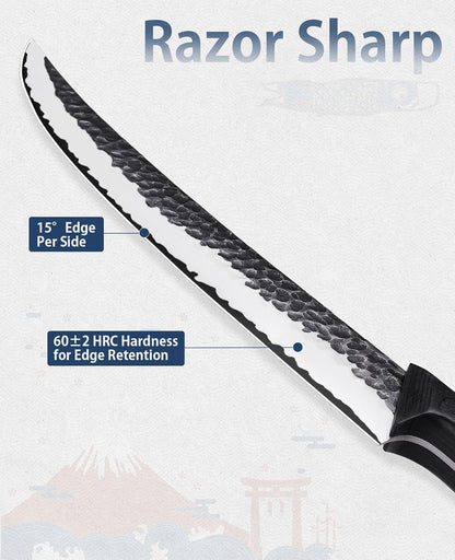 3.7 Inch Hand Forged Paring Knife, VG10 High Carbon 3-Layer Clad Steel Small Kitchen Knife, Ultra Sharp Full Tang for Peeling, Slicing & Delicate Prep, Gift Box for Men & Women
