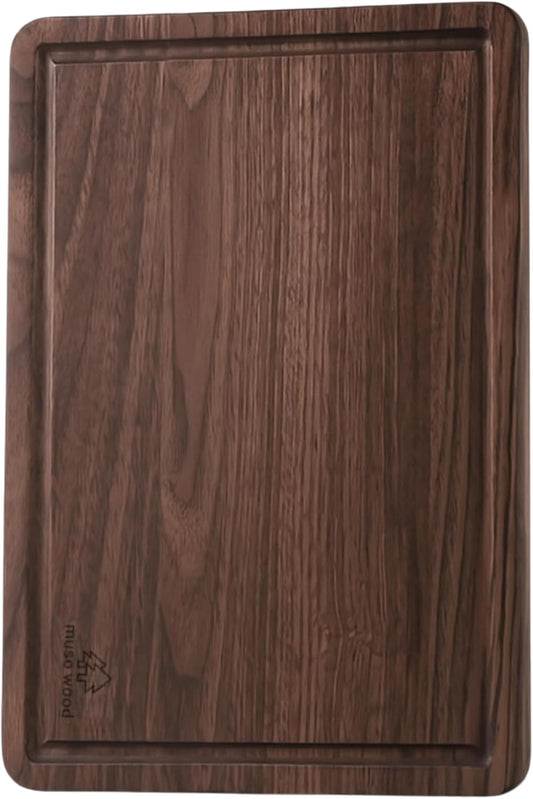 Muso Wood Small Cutting Board with Handle, Walnut Wooden Chopping Boards for Bread, Vegetables & Fruits, Dinner Cheese Board with Hole(15.2x7.3 Inches)