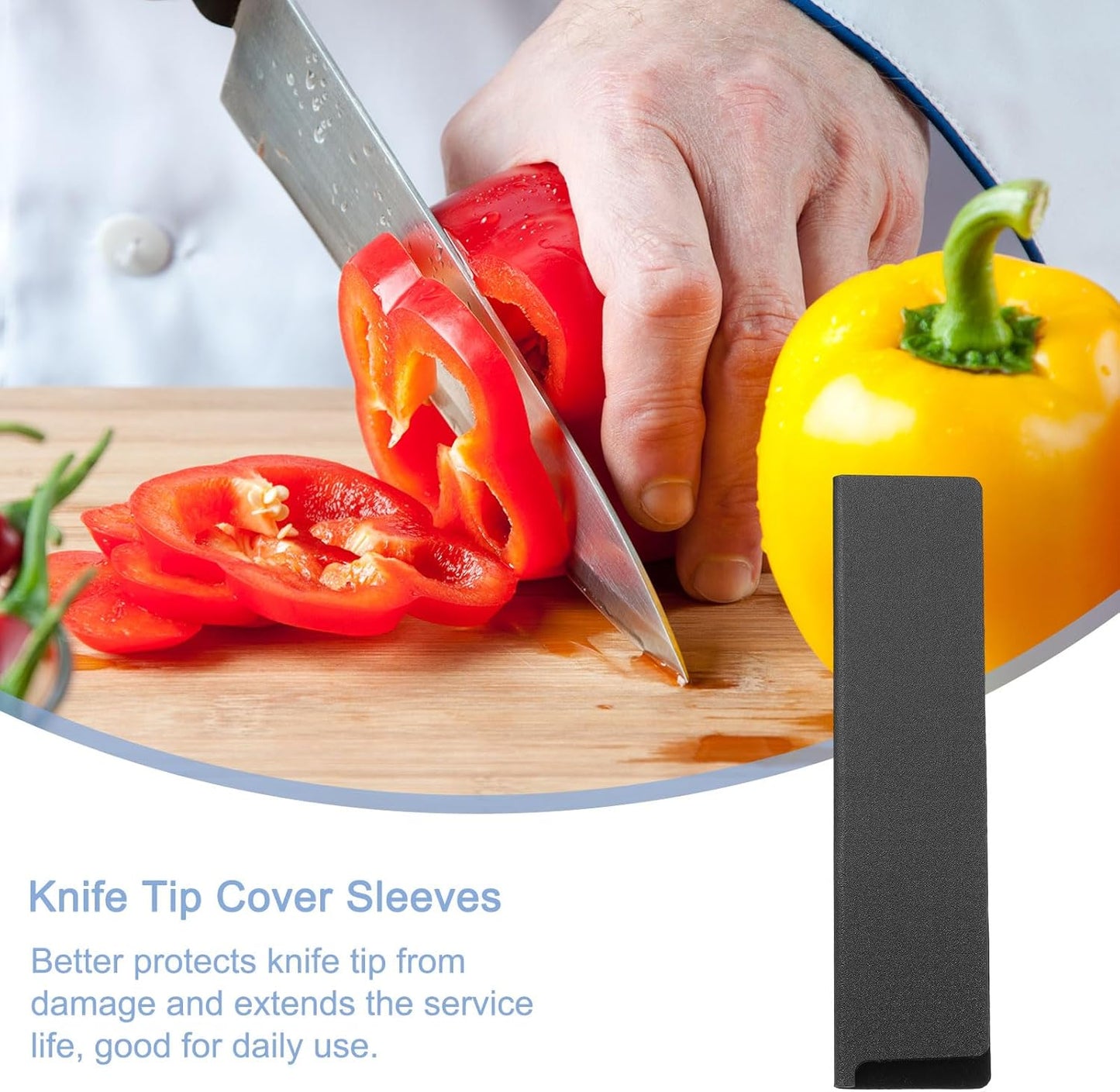 uxcell 2 Pcs Knife Tip Guards 6.5"x 2" ABS Knife Cover Sleeves Knife Case Blade Protector Universal Knife Sheath for Home Kitchen Knife, Black