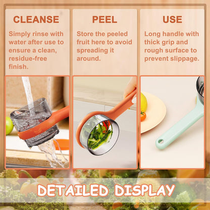 2 Pack Vegetable Peeler with Container, Double-Sided Stainless Steel Blade Peeling Knife with Storage Box, Veggie Peeler with Catcher Bucket for Home Kitchen Fruit Supplies (Orange & Green)