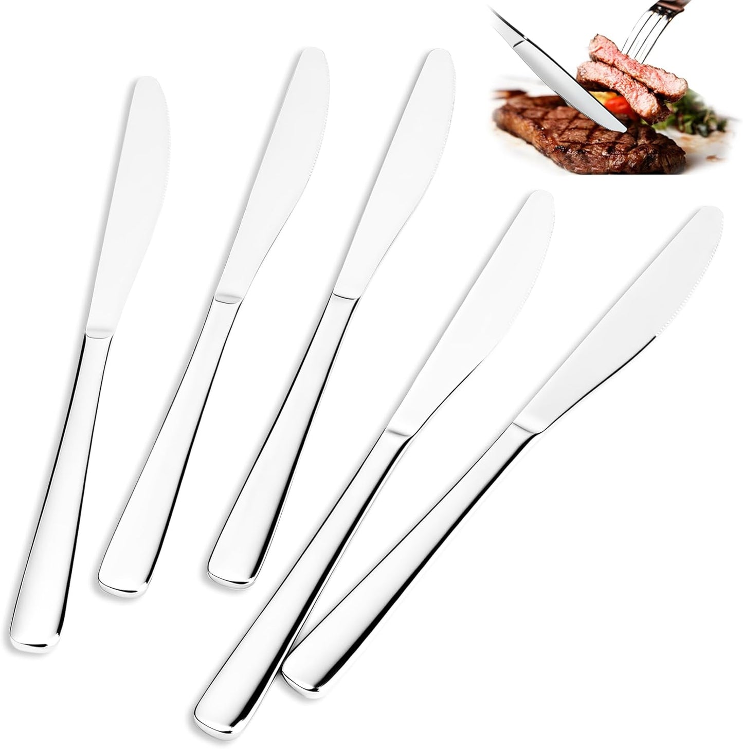 24 Pieces Knives Set - 9 Inches Dinner Knives, Butter Knife, Food Grade Stainless Steel Table Knife Set, Dishwasher Safe & Mirror Polished, Knife Silverware for Home/Restaurant/Kitchen
