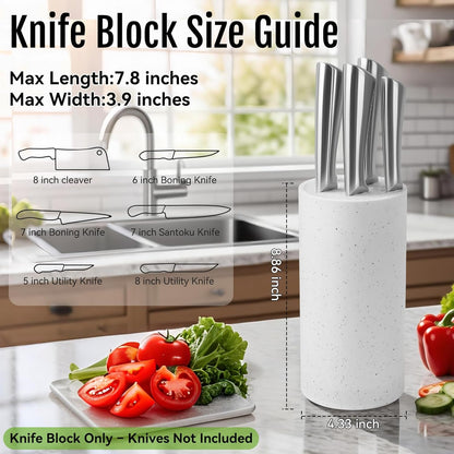 Universal Knife Block Without Knives: Qoosea Knife Block Detachable Knife Storage Space Saver for Kitchen Knife Organizer White