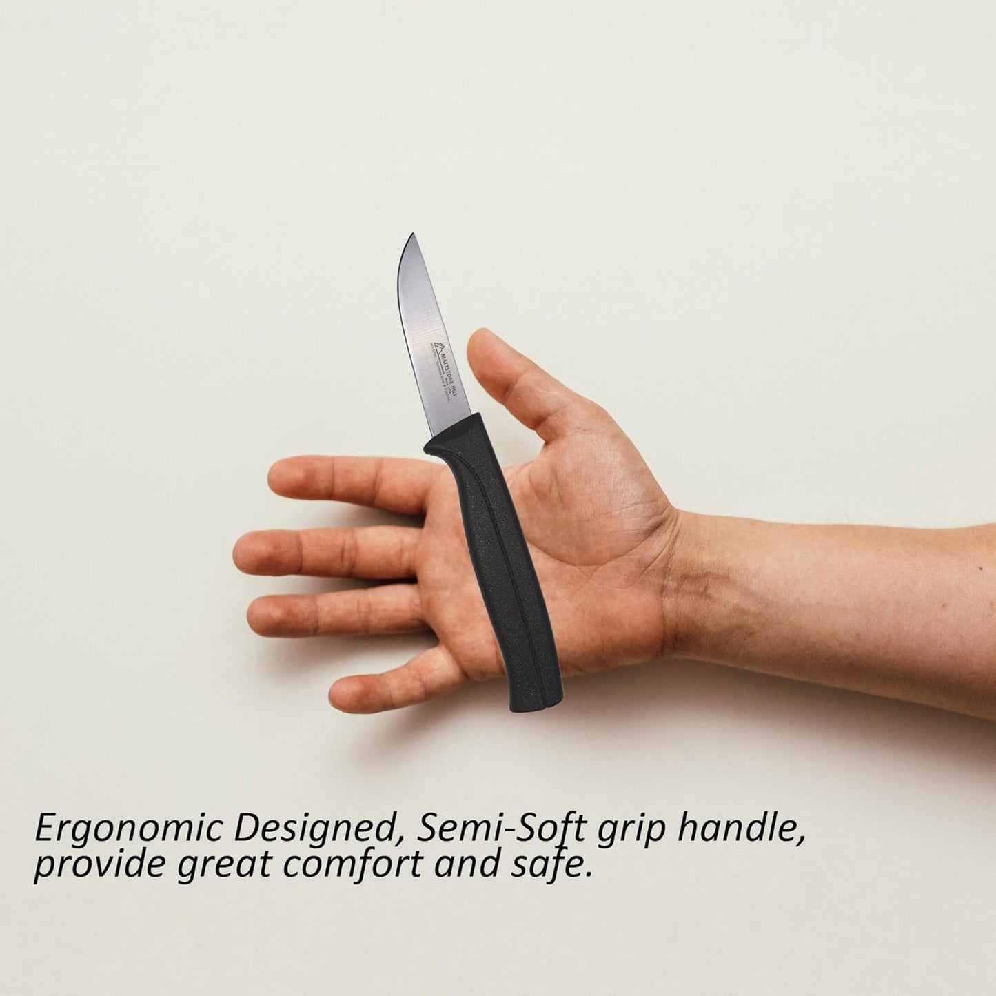 Kitchen Utility Knife - MATTSTONE HILL 4 Inch Paring Knife, Small Fruit & Vegetable Knife, Premium German Stell Blade, Black Handle