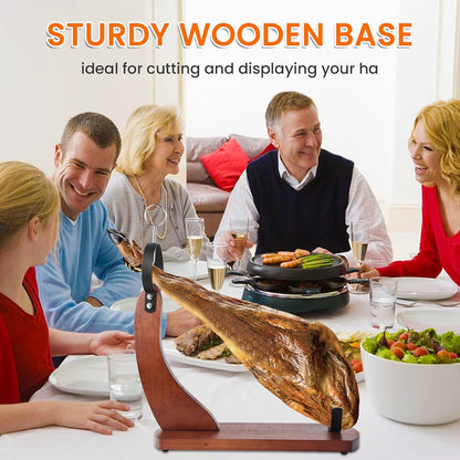 Ham Stand, Wooden Ham Stand, Ham Holder Stand for Carving Spanish Hams and Italian Prosciutto with Non-Slip Pads, Stable Sturdy Wood Board