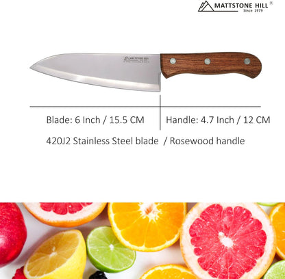 Kitchen Utility Knife 5 Inch - MATTSTONE HILL Charcuterie Knife, Carving Tools, Sausage Knife, Meat Knives, High Carbon Steel, Wood Handle
