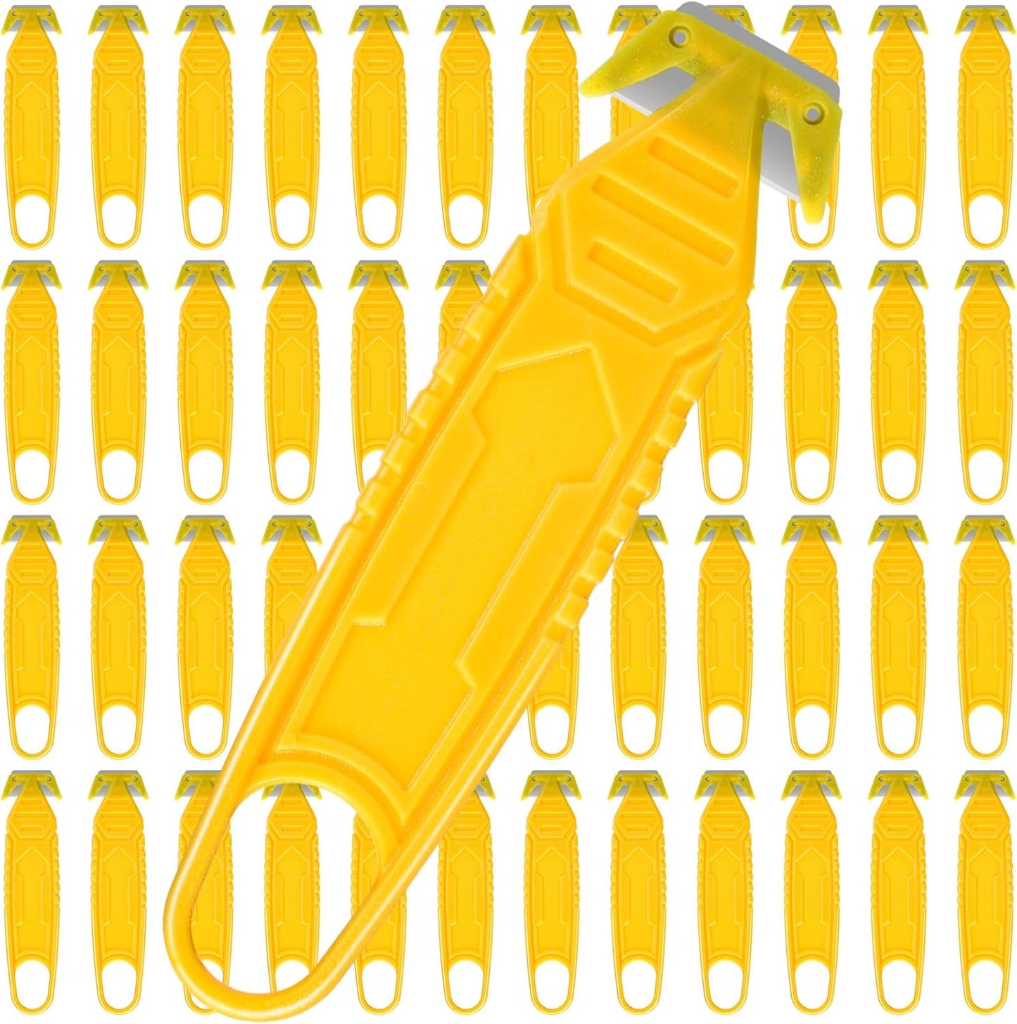 Therwen 30 Pcs Safety Box Cutter Knife of Stainless Steel Concealed Blade Package Opener with Tape Splitter for Carton Cardboard Wrap Letter Work Bag Straps Film Utility Tool (Black)