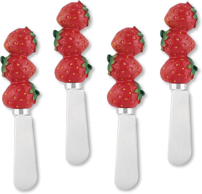 Supreme Housewares Pineapple Cheese Spreaders, Hand-Painted Resin Handles with Stainless Steel Blades for Spreading Cream Cheese, Butter, Jam, or Sandwich, Set of 4