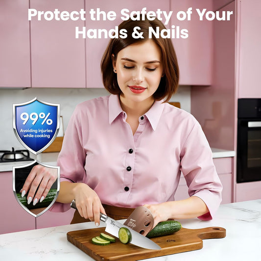 SYOKAMI Stainless Steel Finger guards for cutting food, Finger Protectors for Slicing as Gift for Couple, Women or Mom with Gift Box Rose Gold